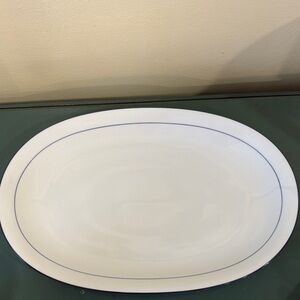 Vintage Sefton Wieden White Platter with Blue Band.